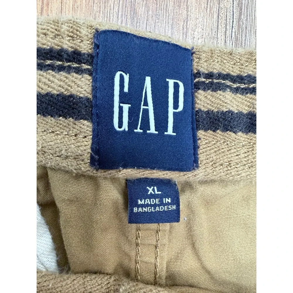 GAP Men's XL Khaki Pull-On Shorts Elastic Waist Drawstring 98% Cotton‎